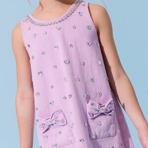 NWT Lola + The Boys purple crystal heart denim dress - size 8